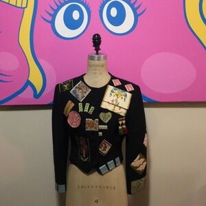 Moschino Black Wool Embroidered Jacket